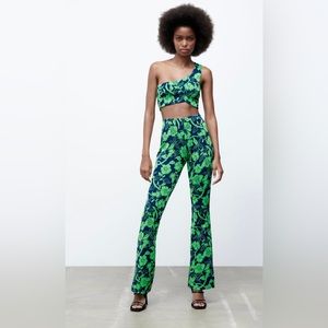 Zara floral set crop bra top + pants